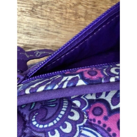 Vera Braldey Trifold Wallet Pocket Coin Case Lilac Tapestry Purple Flap Zipper - Picture 11 of 15